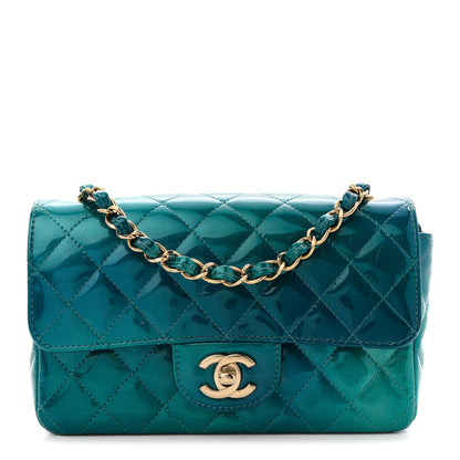 Chanel Shaded Patent Calfskin Quilted Mini Rectangular Flap Green Blue 1 of 10