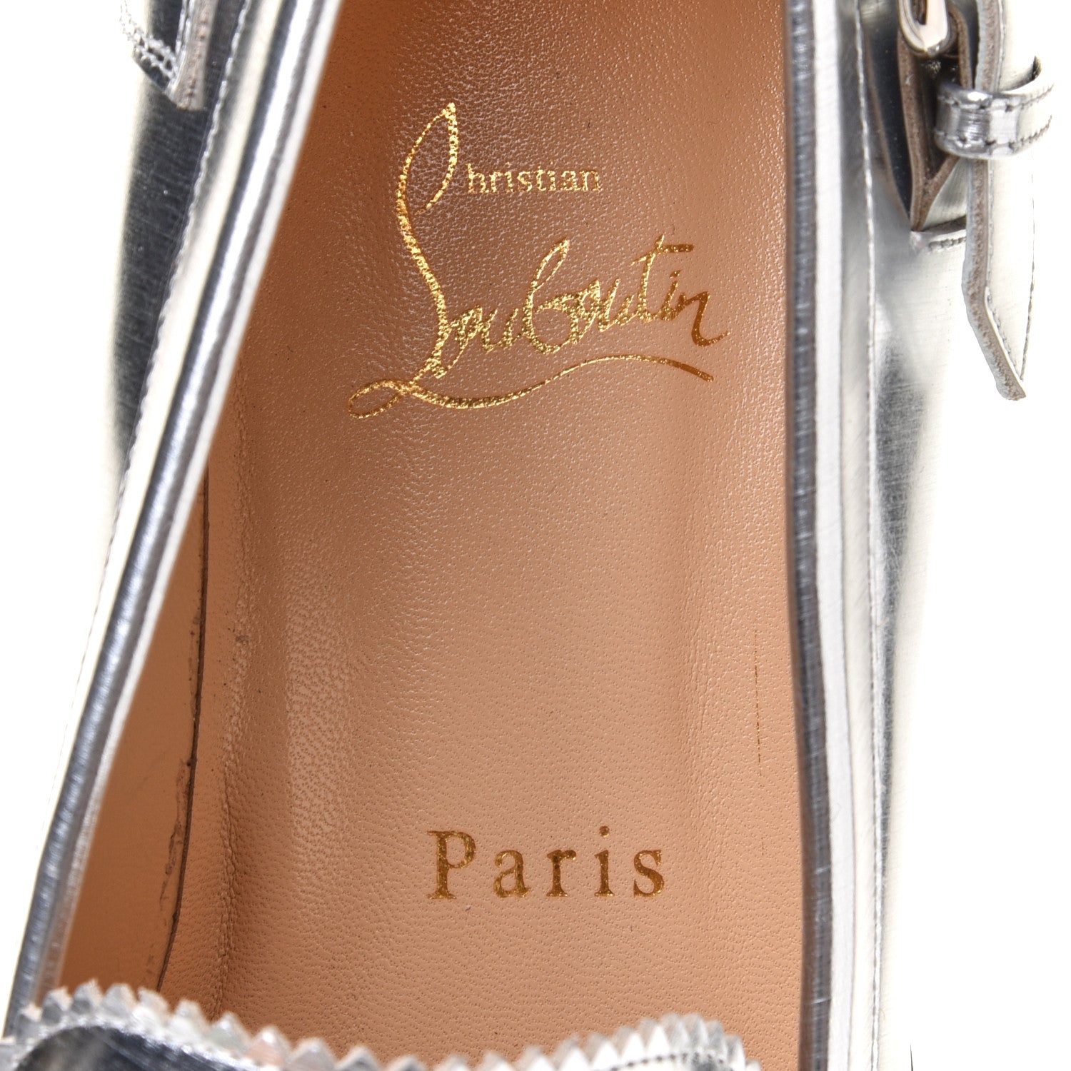 Christian Louboutin Mirror Patent Montezumo Donna Flat Loafers 39 Silver 7 of 11