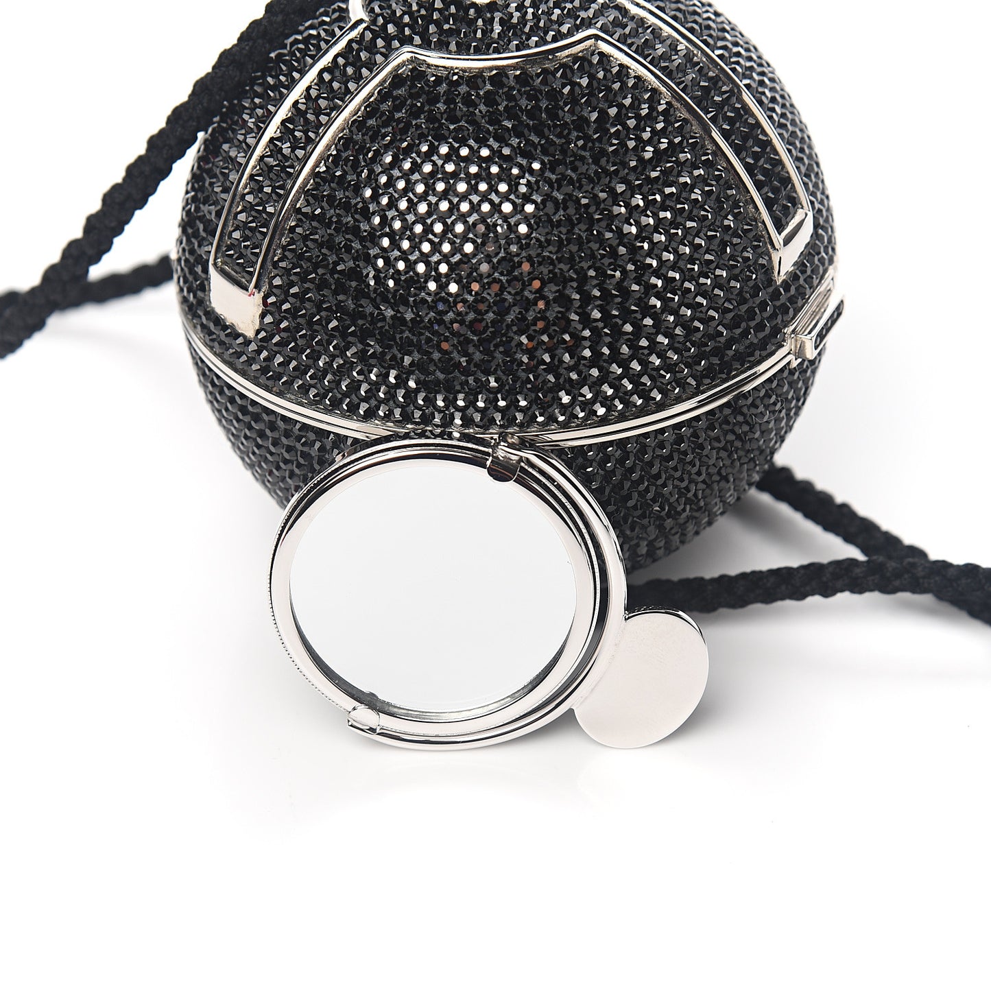 Swarovski Crystal Disco Ball Minaudiere Clutch Black