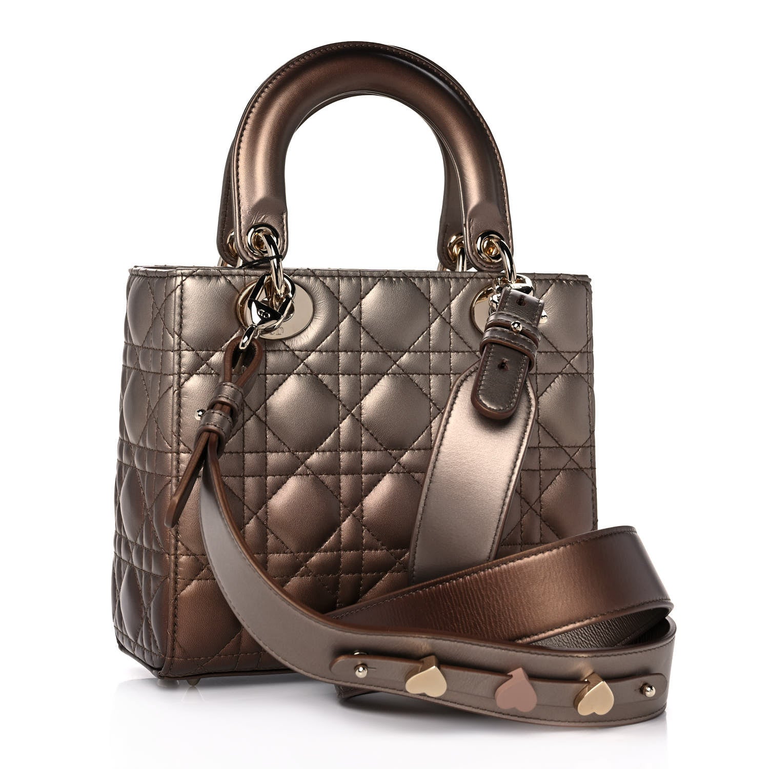 Christian Dior Metallic Lambskin Cannage Gradient Small My ABCDior Lady Dior Metal Rose 2 of 13