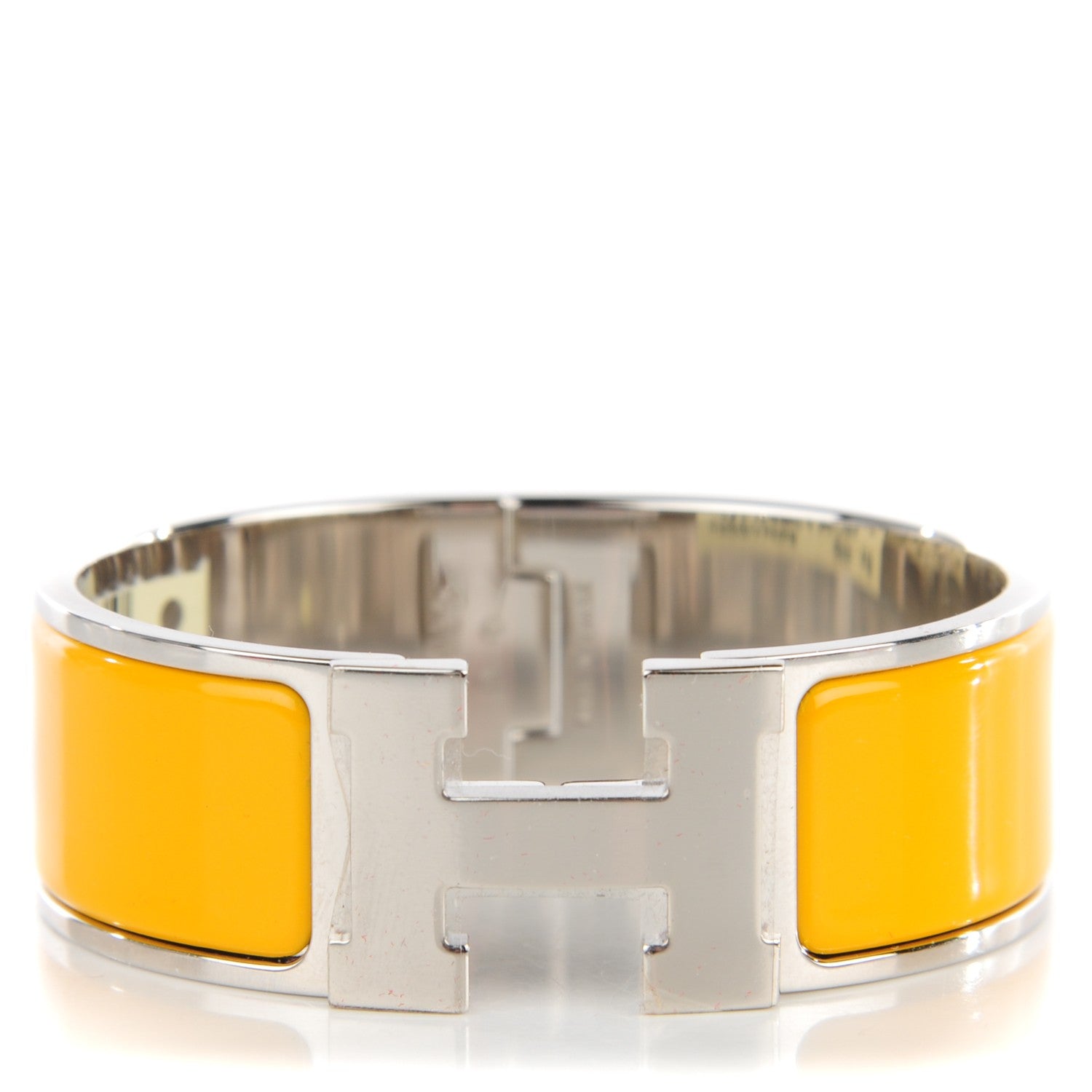 Hermes Enamel Wide Clic Clac H Bracelet PM Jaune Citrone 1 of 5