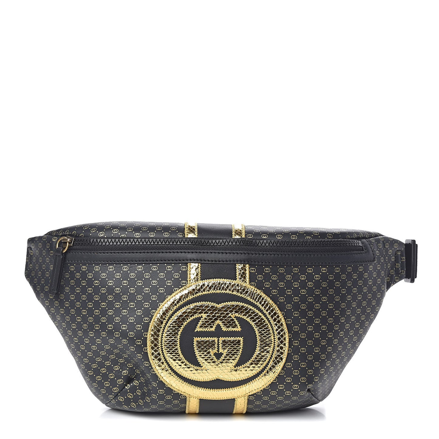 X DAPPER DAN Calfskin Laminated Ayers GG Micro Monogram Belt Bag Black