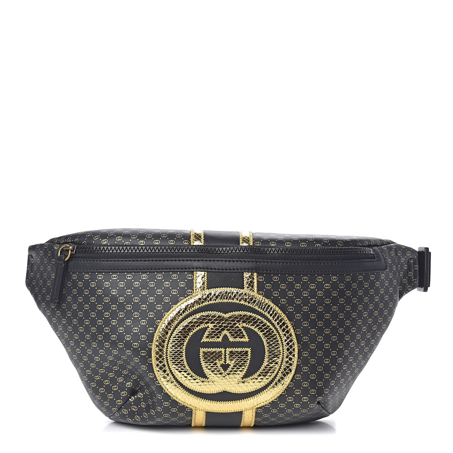 Gucci X DAPPER DAN Calfskin Laminated Ayers GG Micro Monogram Belt Bag Black 1 of 12