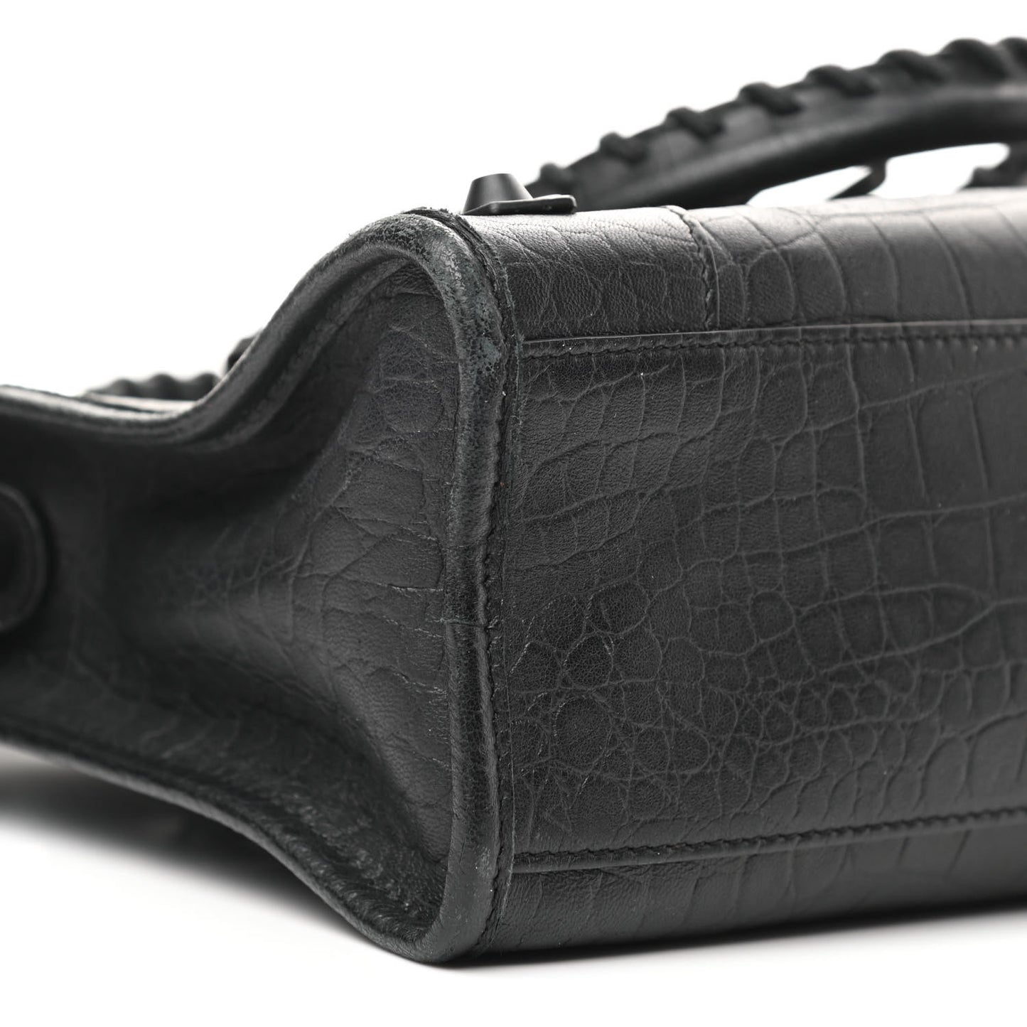 Matte Supple Lambskin Crocodile Embossed Classic Black Hardware S City Black