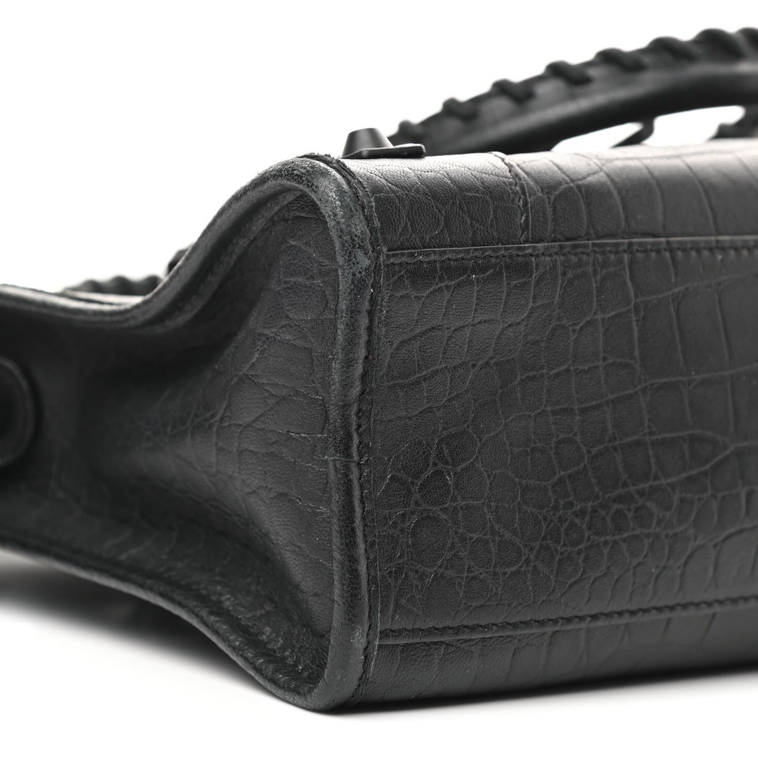 Balenciaga Matte Supple Lambskin Crocodile Embossed Classic Black Hardware S City Black 9 of 11
