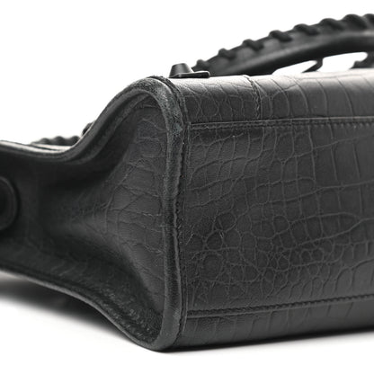 Balenciaga Matte Supple Lambskin Crocodile Embossed Classic Black Hardware S City Black 9 of 11