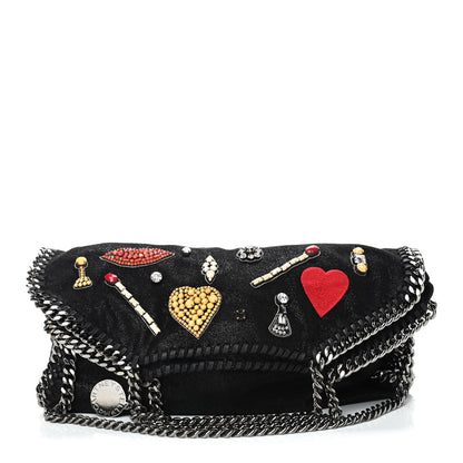 Stella McCartney Embellished Shaggy Deer Small Falabella Fold Over Tote Black 1 of 7