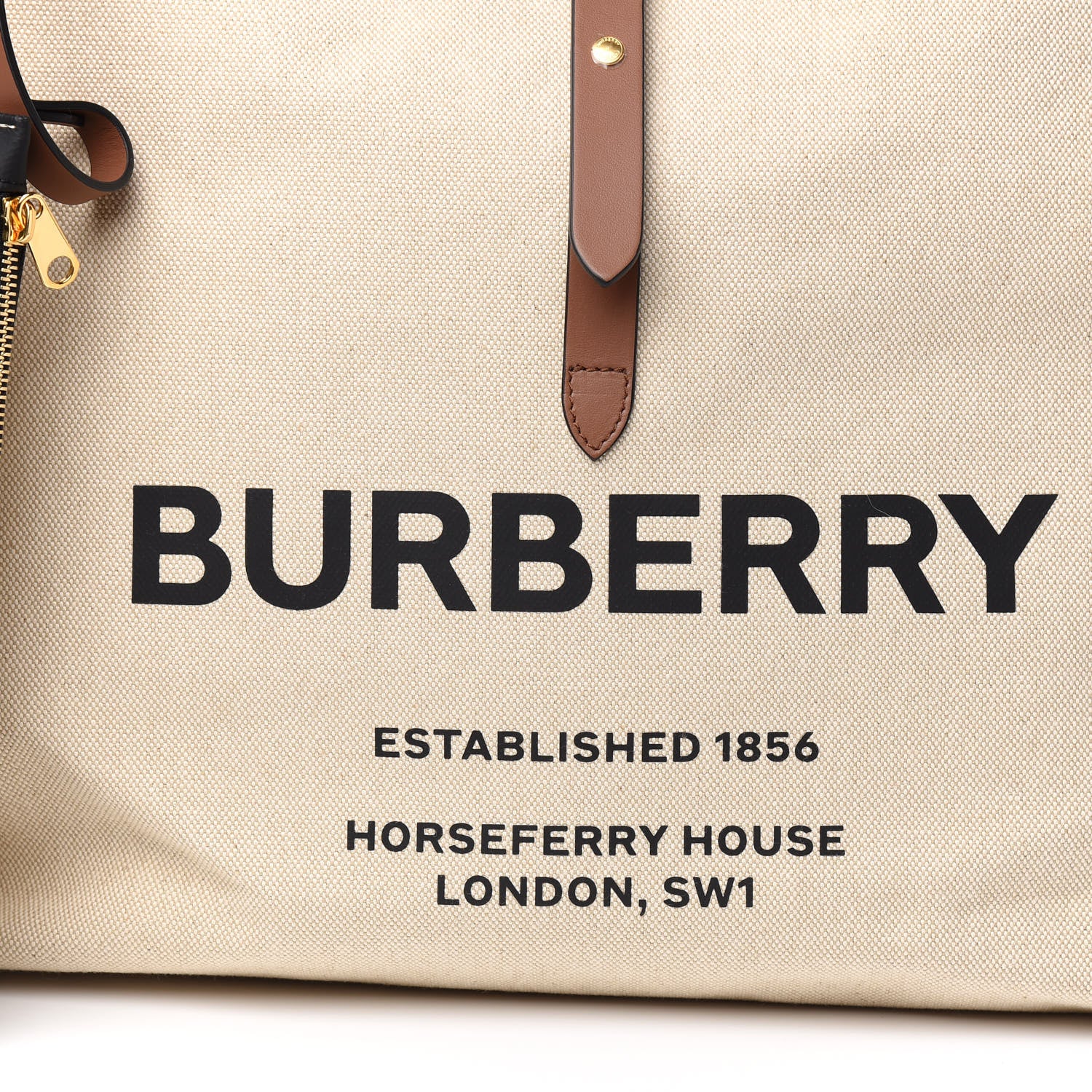 Burberry Cotton Canvas Calfskin Large Soft Belted Tote Bag Natural 9 of 9