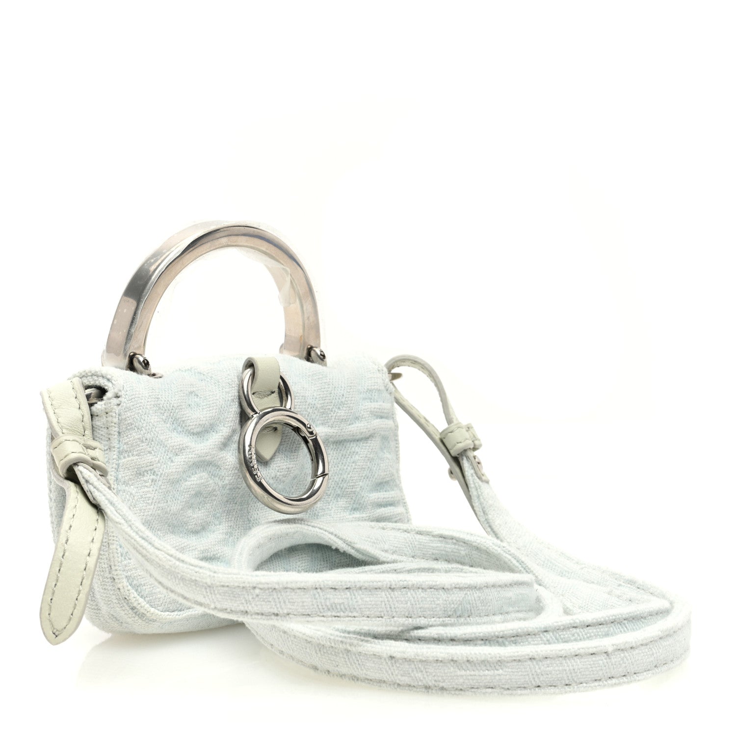 Fendi X MARC JACOBS Bleached Denim Logo Baguette Charm Off White 3 of 9