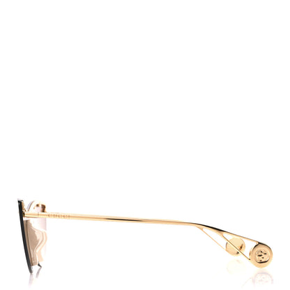 Gucci Metal Rimless Star Studded Monogram 90mm Cat Eye GG0666S Sunglasses Mirror Purple 3 of 8