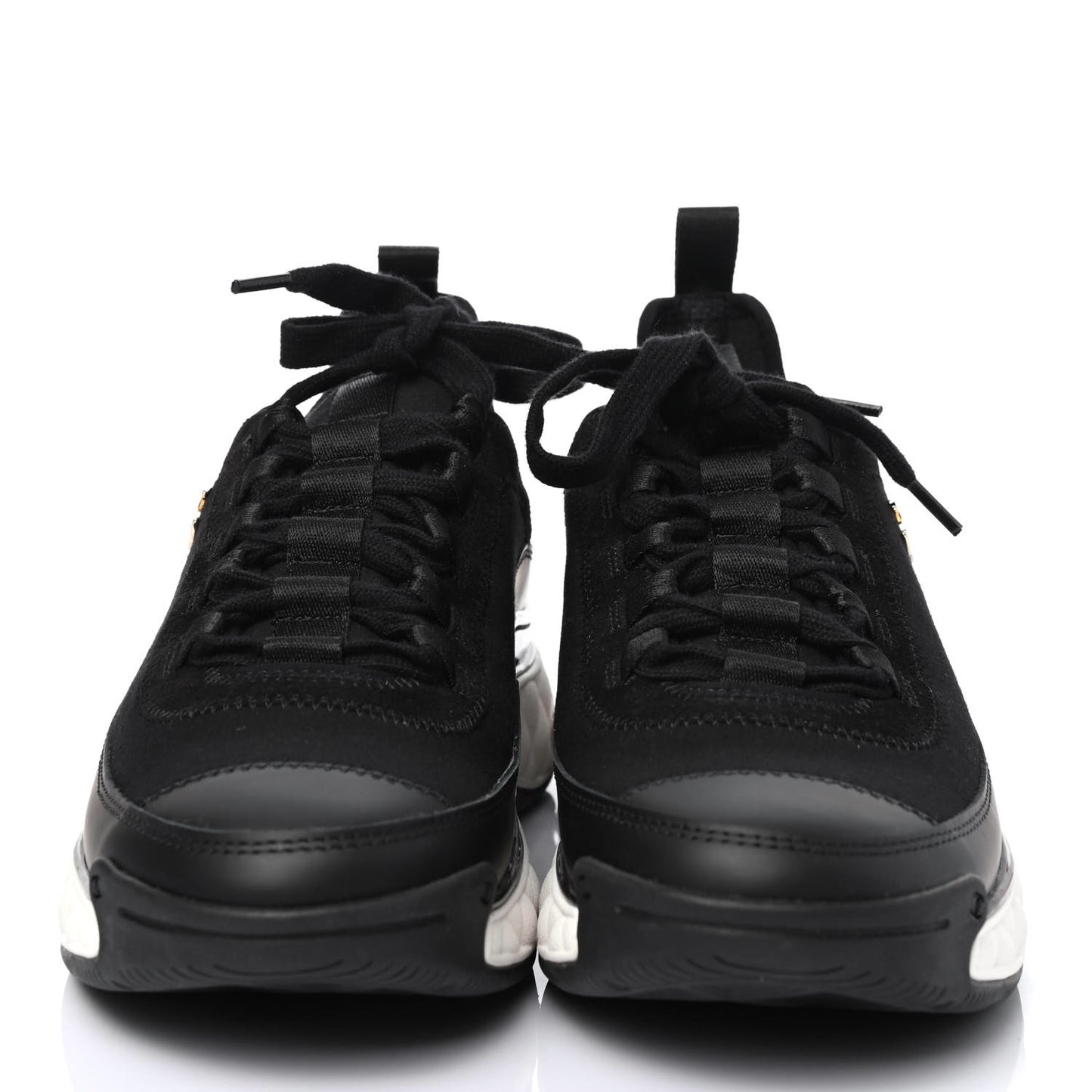 Velvet Calfskin Mixed Fibers CC Sneakers 37.5 Black