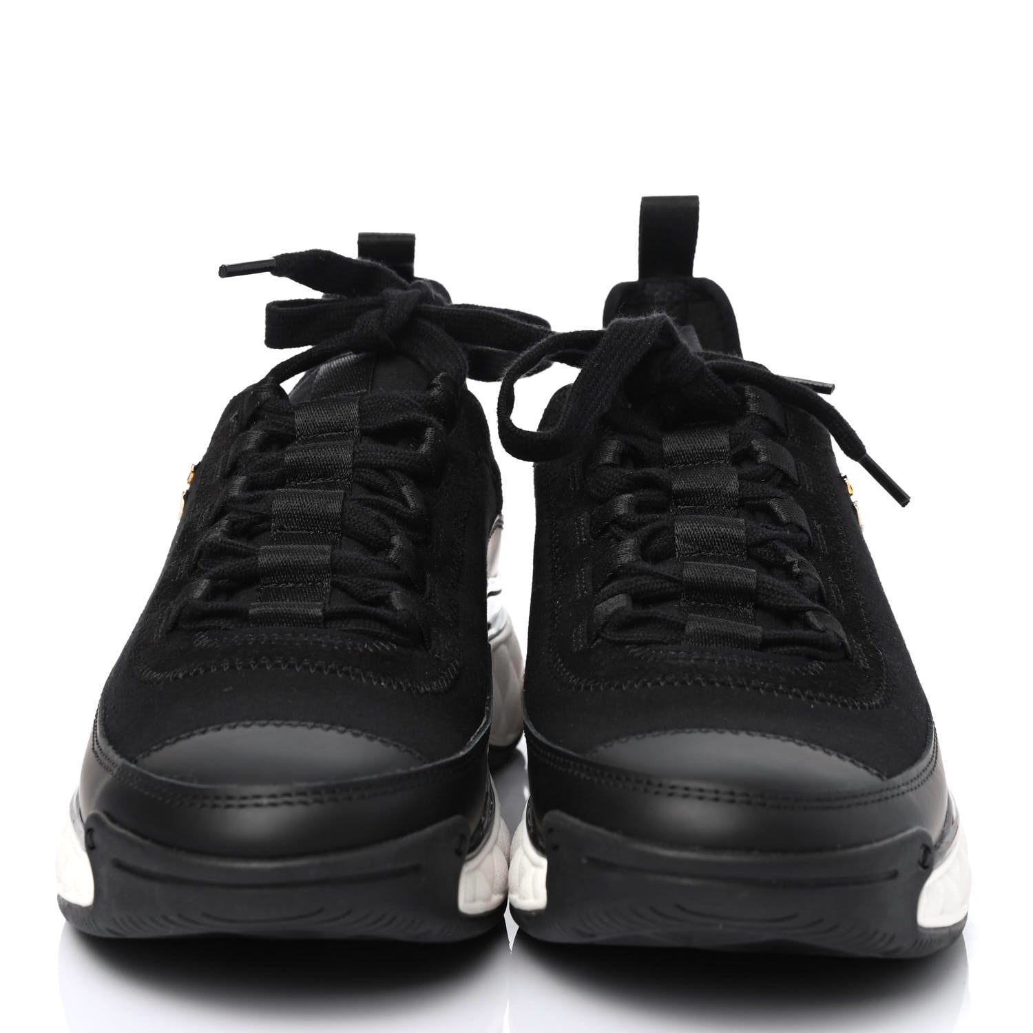 Chanel Velvet Calfskin Mixed Fibers CC Sneakers 37.5 Black 3 of 4