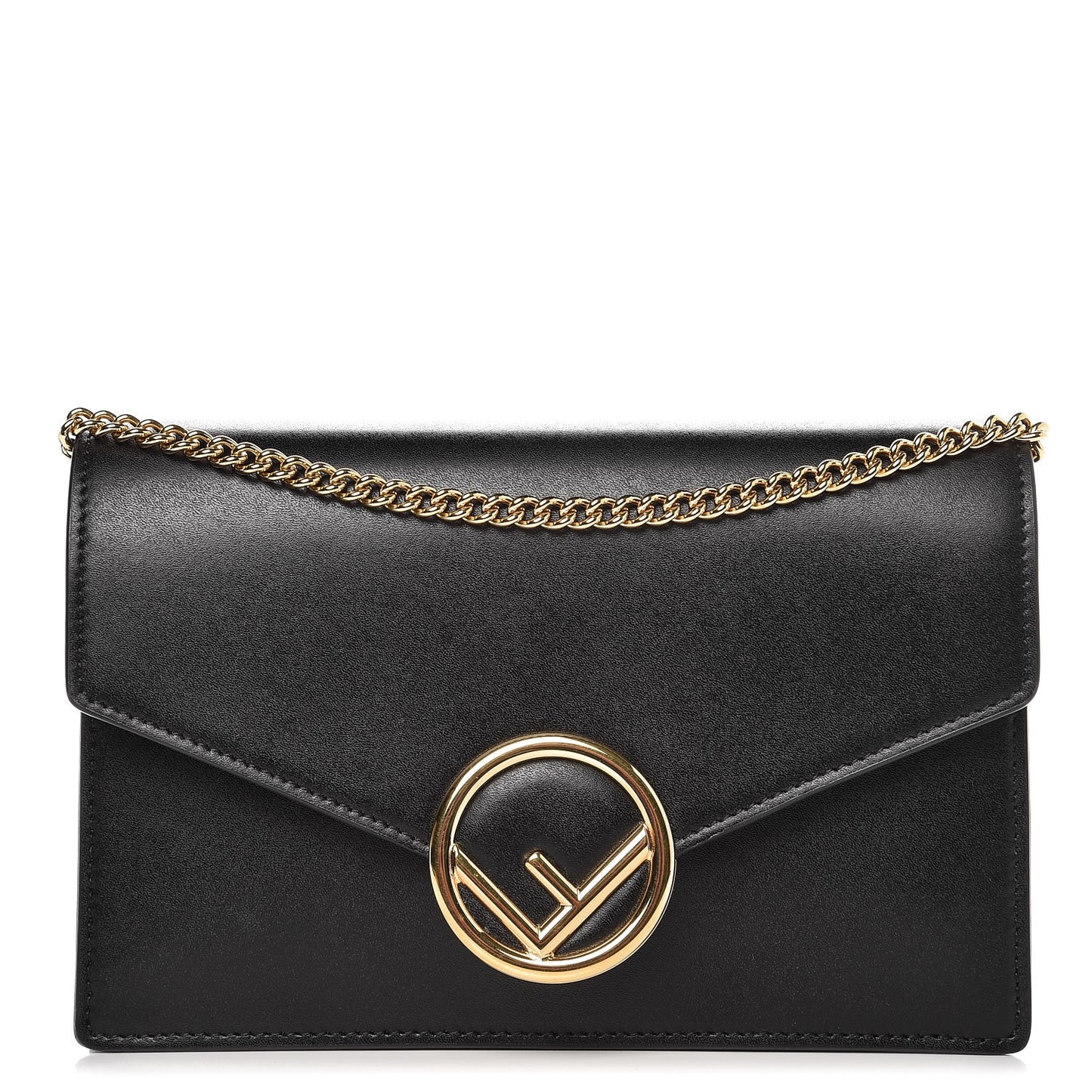Vitello Liberty Lucido F is Fendi Medium Envelope Wallet on Chain Black