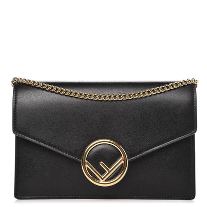 Fendi Vitello Liberty Lucido F is Fendi Medium Envelope Wallet on Chain Black 1 of 8