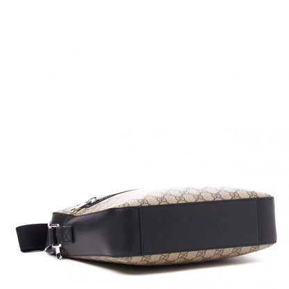 Gucci GG Supreme Monogram Flat Messenger Bag Black 3 of 9