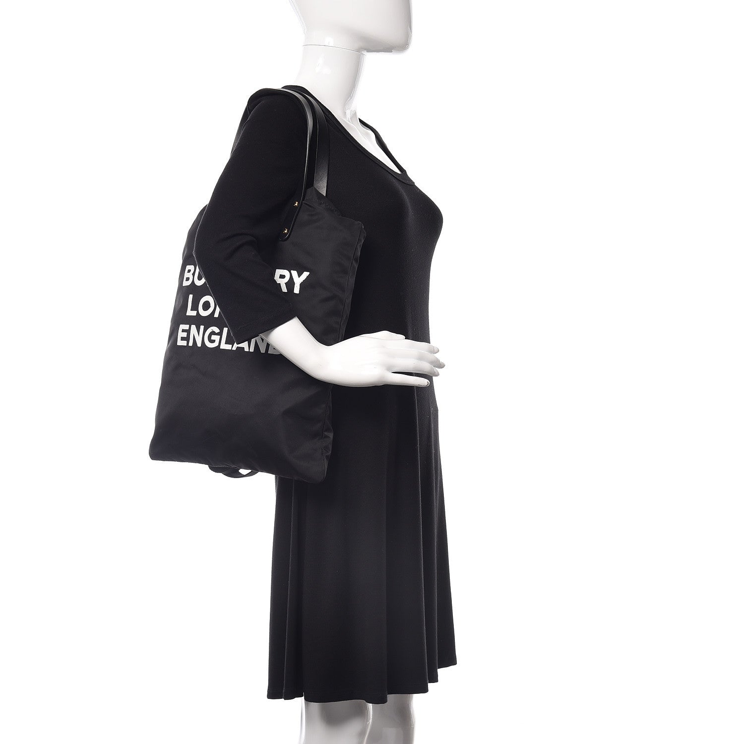 Burberry Nylon London England Print Logo Flat Tote Black 3 of 10