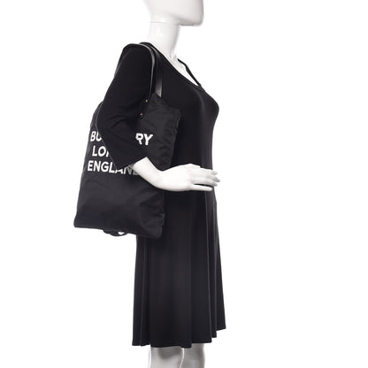 Burberry Nylon London England Print Logo Flat Tote Black 3 of 10