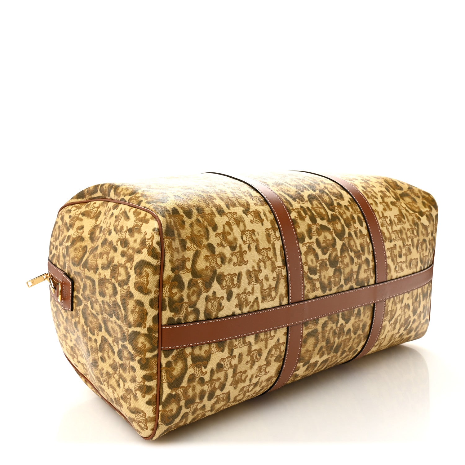 Celine Triomphe Cheetah Canvas Large Travel Duffle Brown 3 of 9