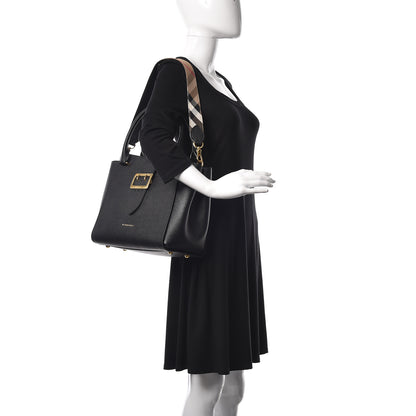 Burberry Soft Grain Calfskin Medium Buckle Tote Black 2 of 10