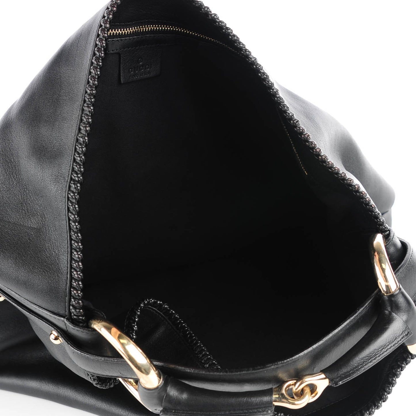 Calfskin Large Horsebit Chain Hobo Black