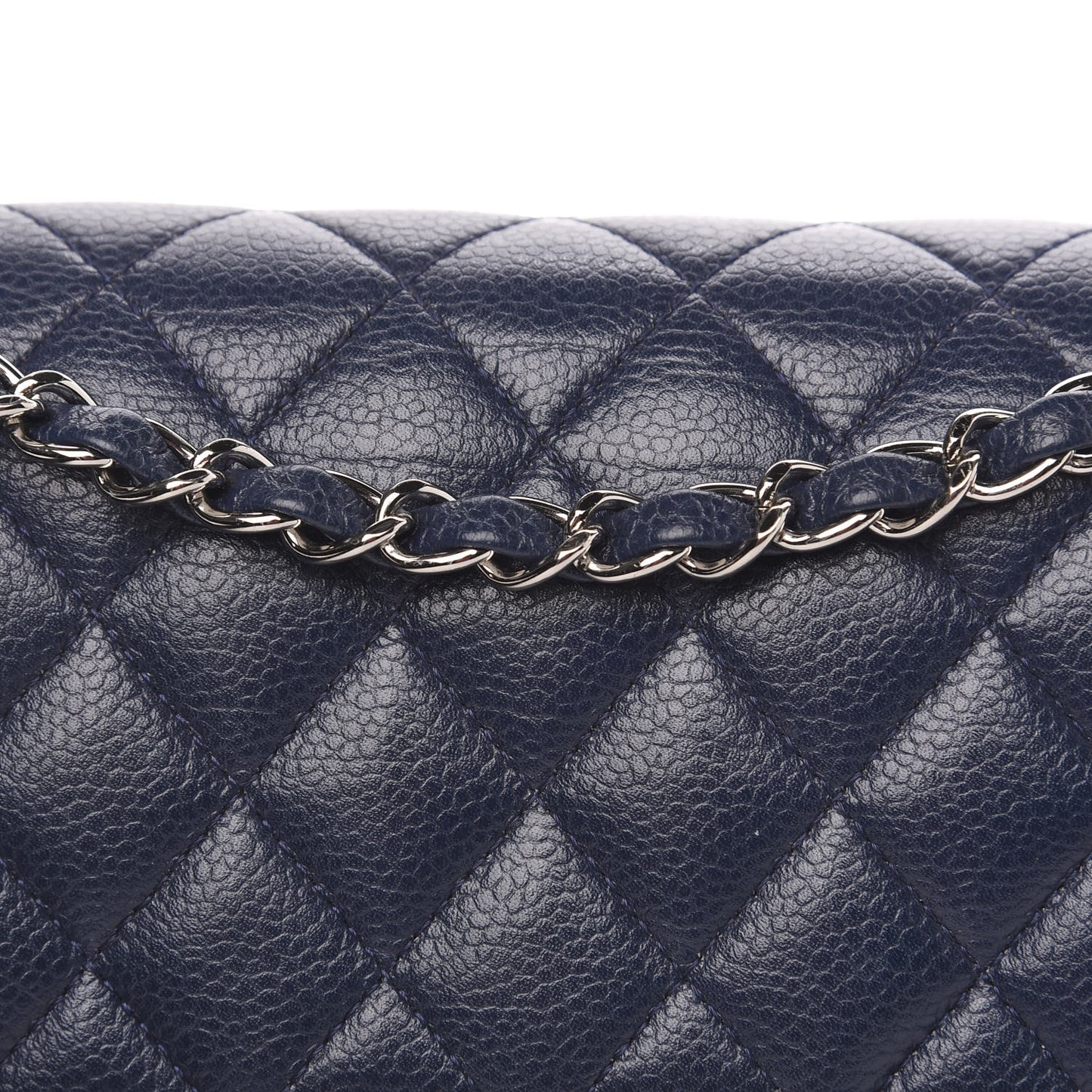 Caviar Quilted Medium Double Flap Navy