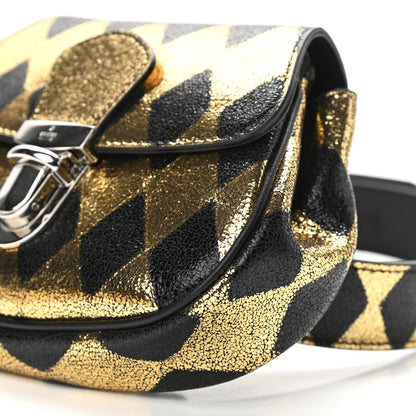 Gucci Metallic Cracked Calfskin Belt Bag Gold Black 10 of 11