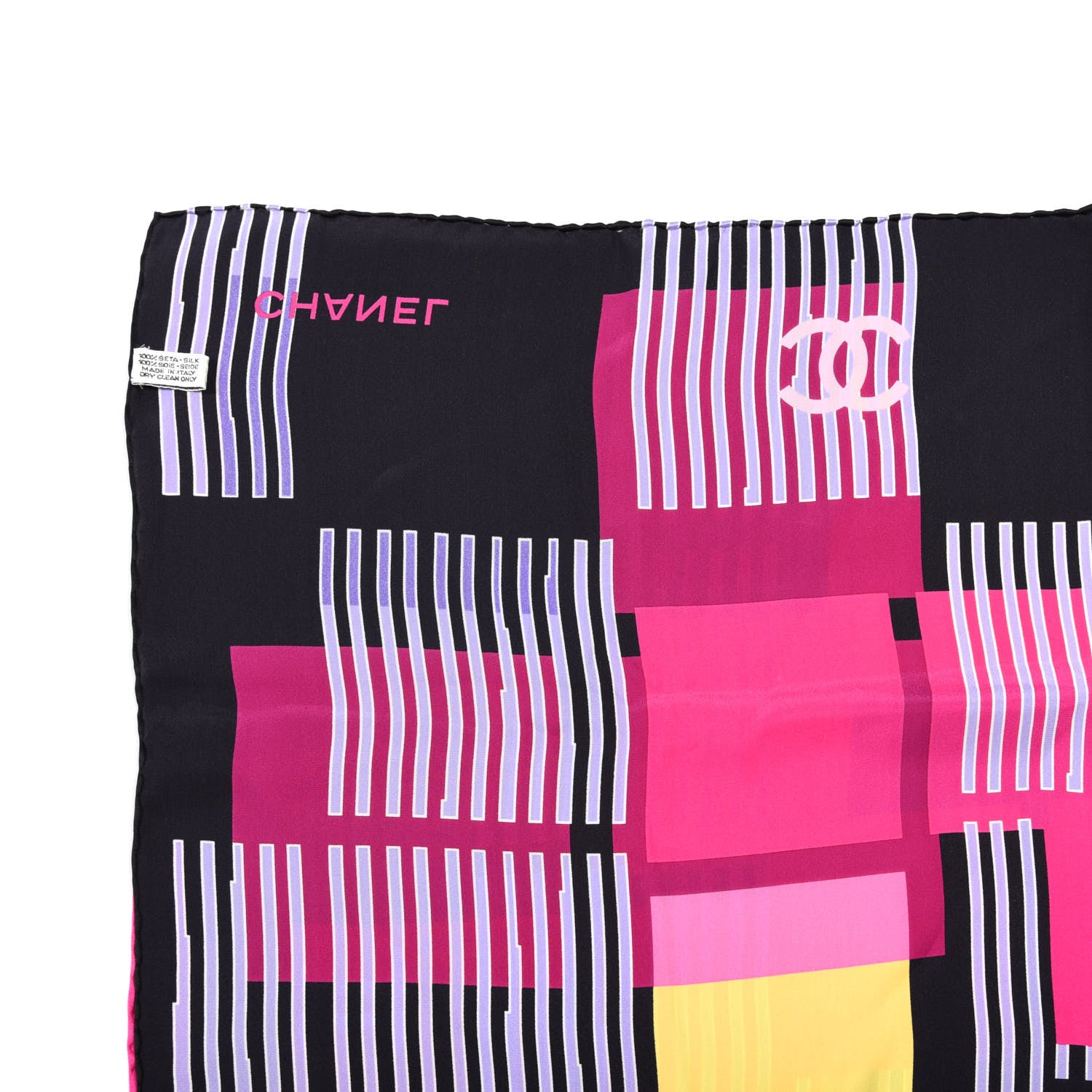 Chanel Silk CC Square Scarf Pink Multicolor 3 of 3