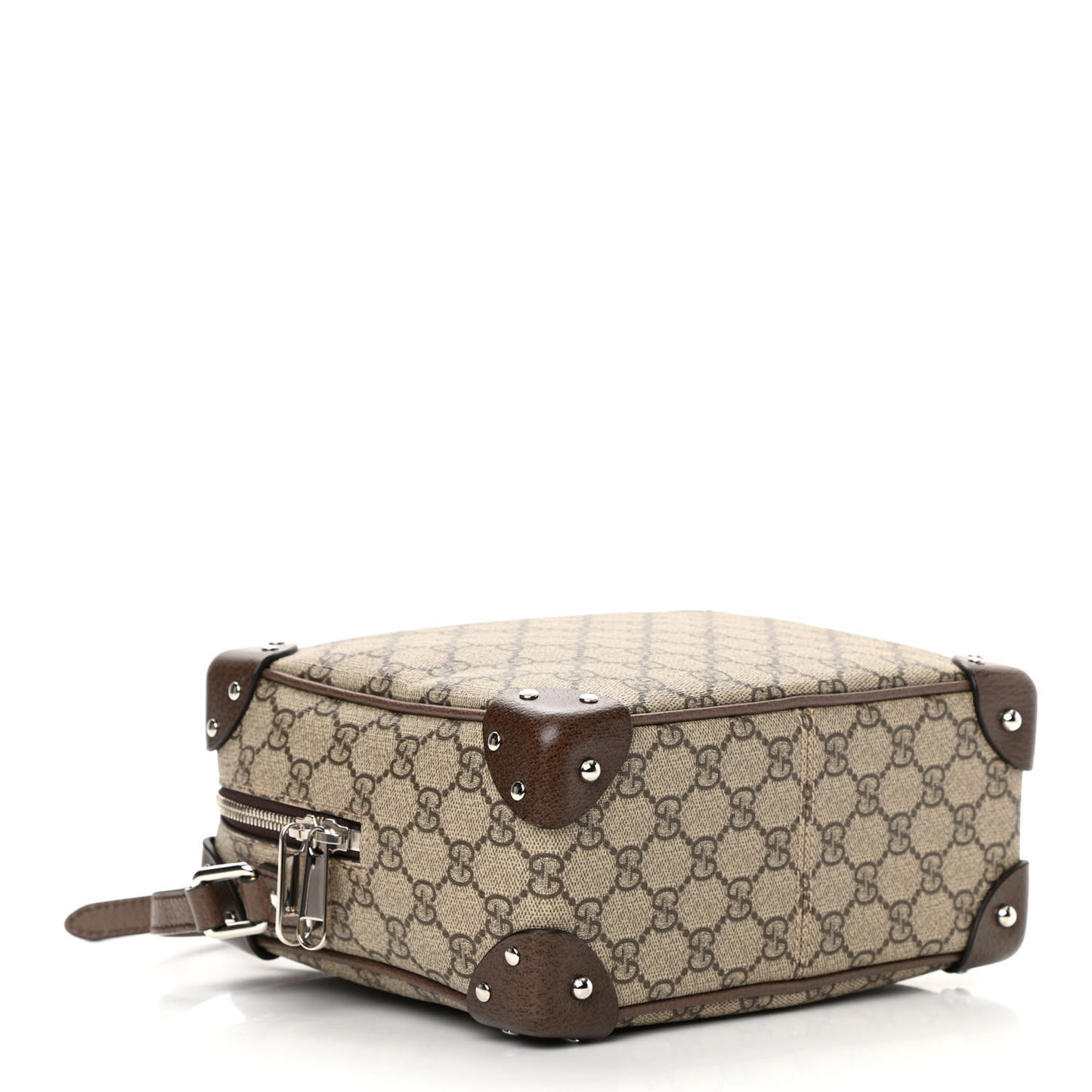 GG Supreme Monogram Textured Calfskin Square Messenger Bag Beige Ebony New Acero