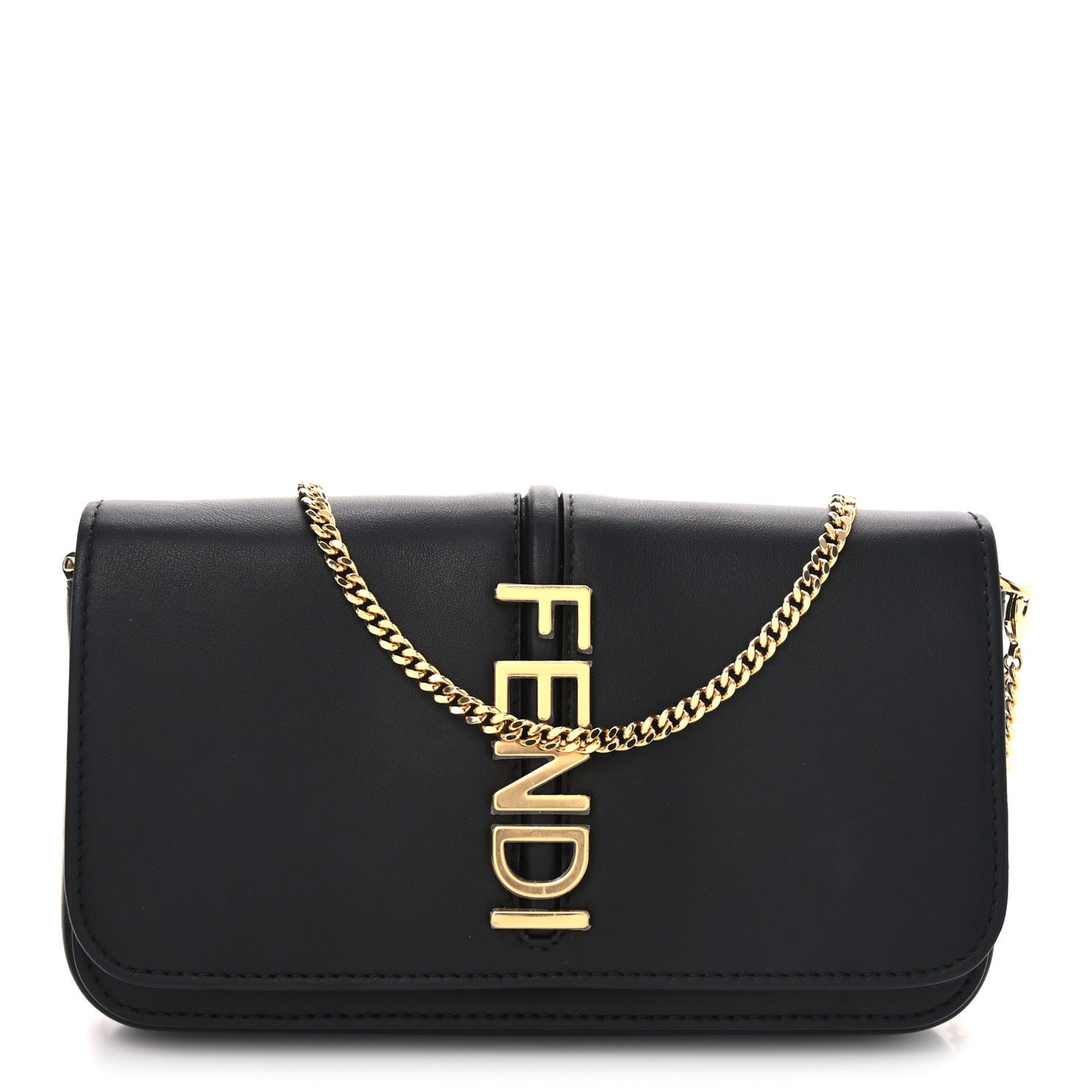 Vitello Grace Matte Fendigraphy Wallet On Chain Black