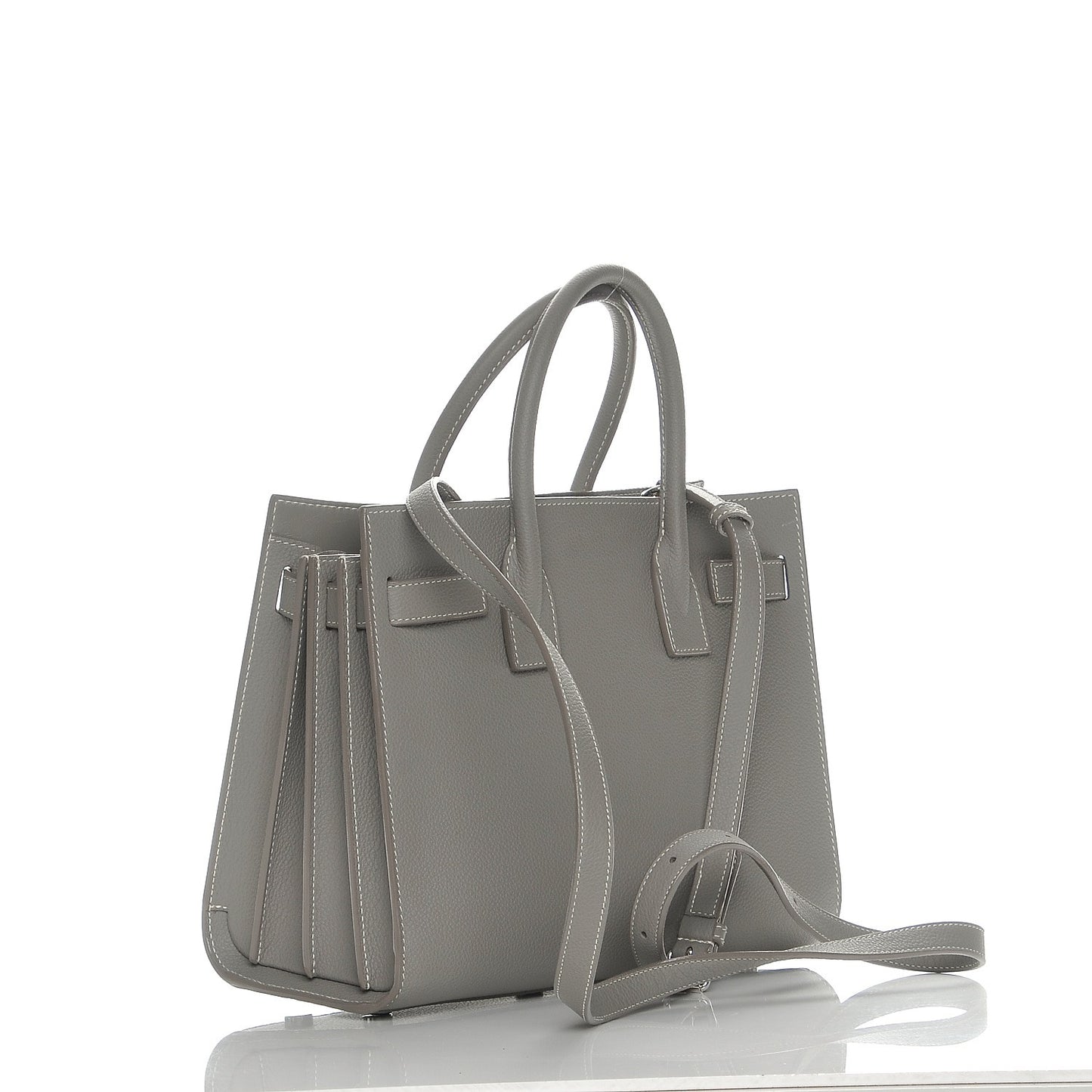 Grained Calfskin Baby Sac De Jour Grey