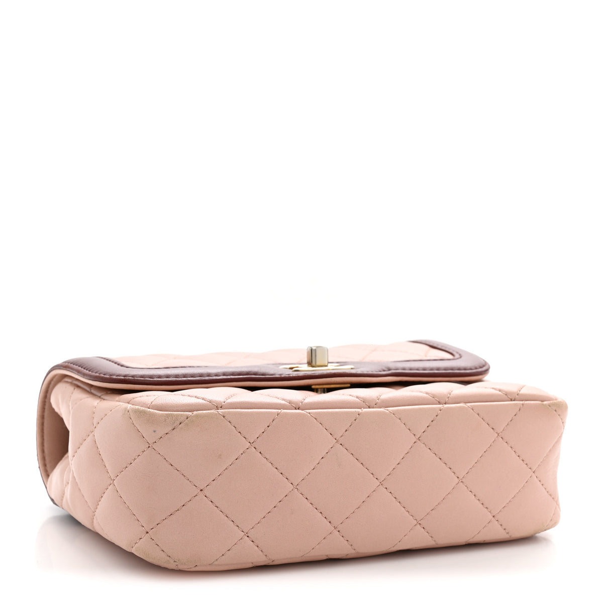 Lambskin Quilted Mini Two Tone Day Flap Pink Burgundy