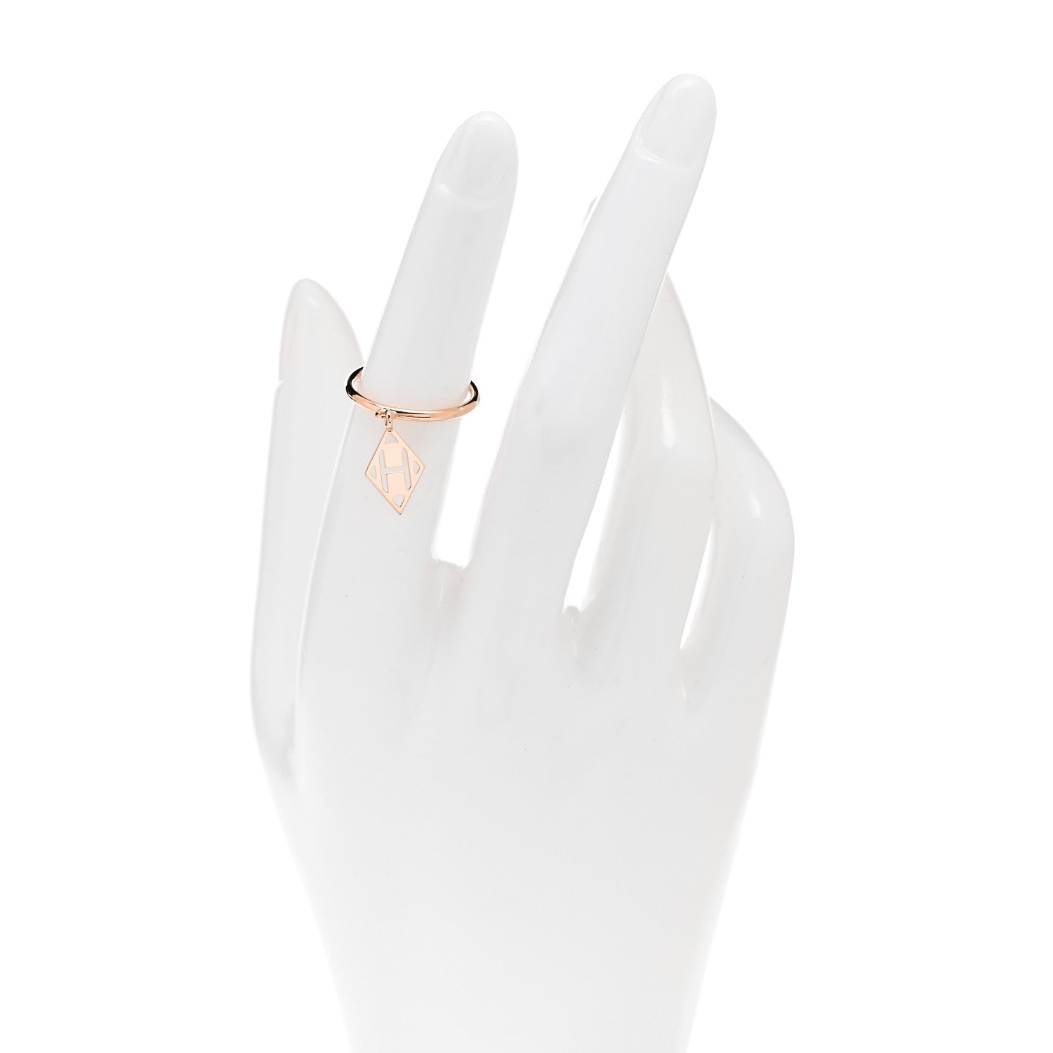 Hermes 18K Rose Gold Gambade H Ring 49 4.75 2 of 6