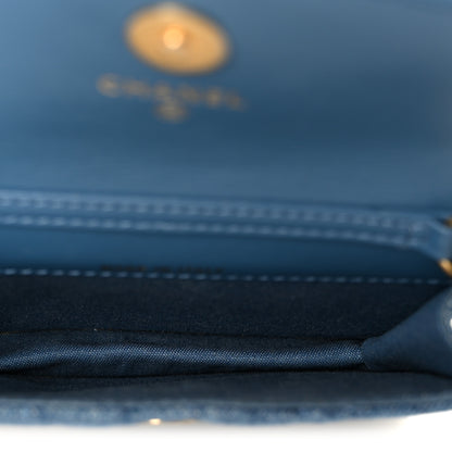 Chanel Denim Quilted CC Pearl Crush Clutch With Chain Blue 5 of 11