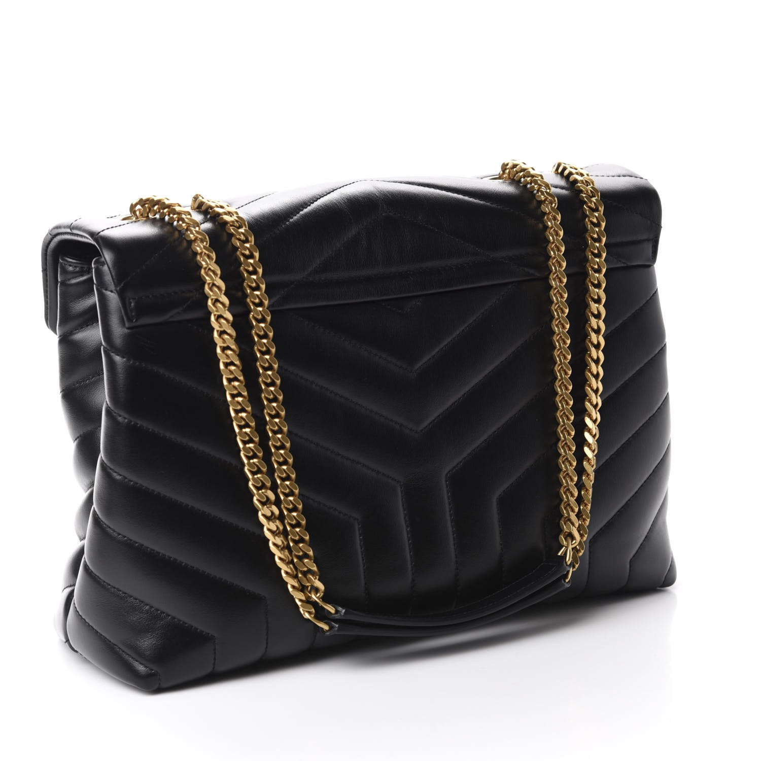 Saint Laurent Calfskin Y Quilted Monogram Medium Loulou Chain Satchel Black 3 of 11