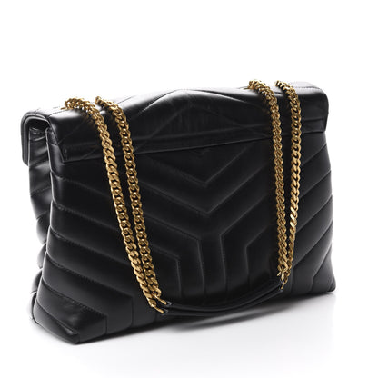 Saint Laurent Calfskin Y Quilted Monogram Medium Loulou Chain Satchel Black 3 of 11