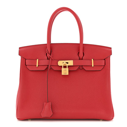 Hermes Taurillon Clemence Birkin 30 Rouge Casaque 1 of 12