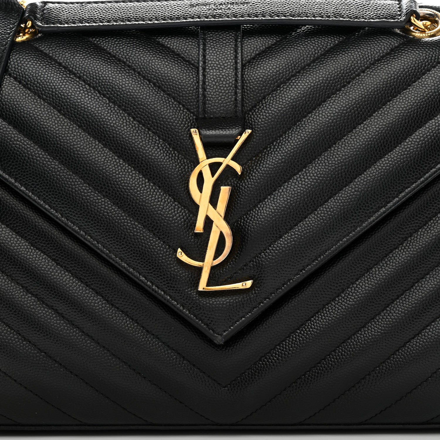 Saint Laurent Grain De Poudre Matelasse Chevron Medium Monogram Satchel Black 9 of 13