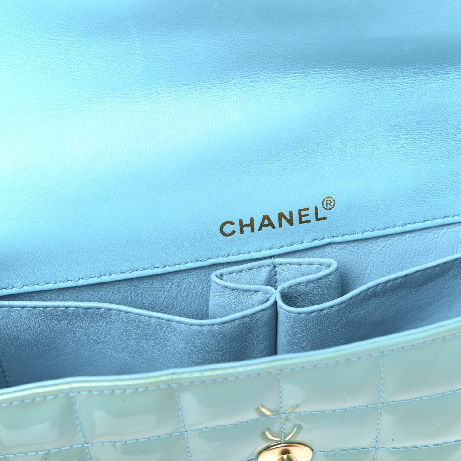 Chanel Patent East West Chocolate Bar Flap Turquoise 7 of 11