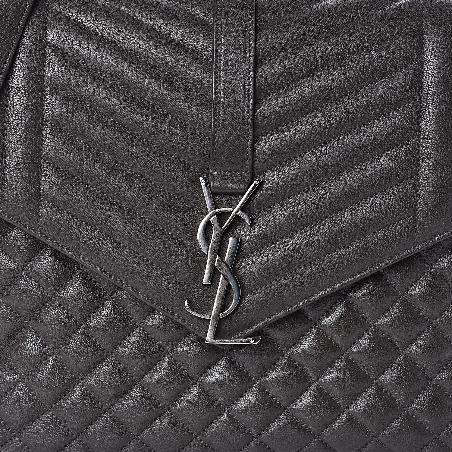 Saint Laurent Sheepskin Tri-quilt Monogram Large College Satchel Asphalt 11 of 11