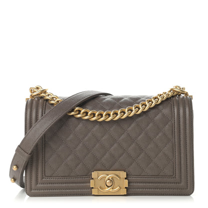 Chanel Caviar Quilted Medium Boy Flap Khaki 1 of 12