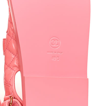 Chanel Lambskin Quilted Velcro Dad Chain CC Sandals 40 Pink 7 of 9