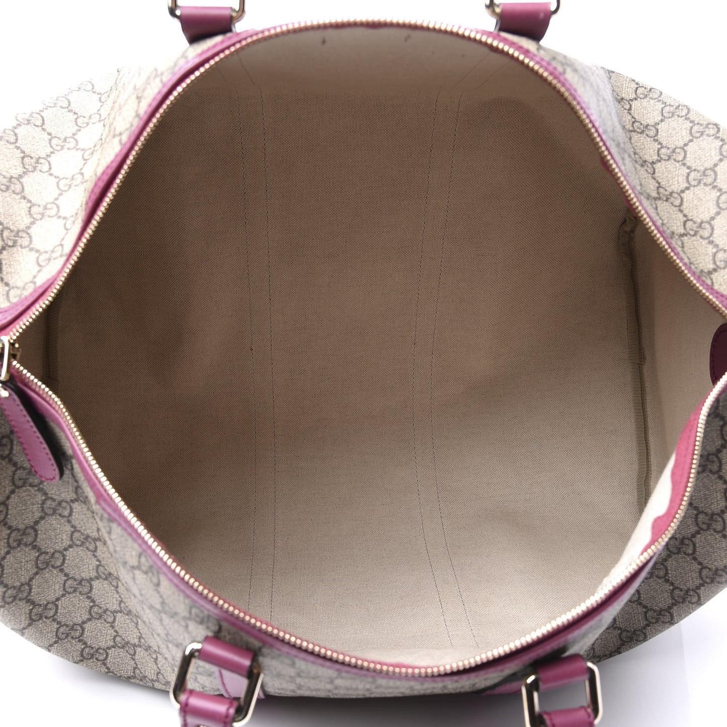 GG Supreme Monogram Selleria Calfskin Medium Carry On Duffle Bag Beige Ebony Peonia Flower