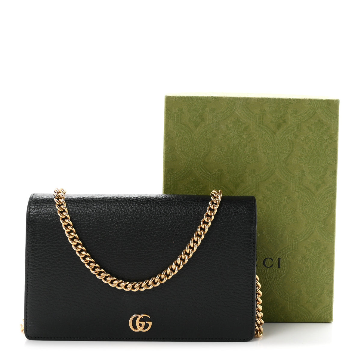 Gucci Calfskin Mini GG Marmont Chain Wallet Black 10 of 10