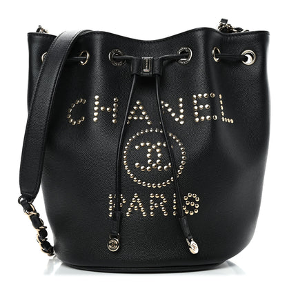 Chanel Caviar Deauville Drawstring Bucket Bag Black 1 of 4