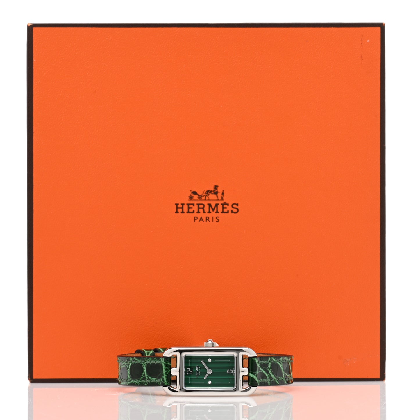 Stainless Steel Alligator Diamond Malachite 17mm Nantucket Quartz Watch Vert Moyen
