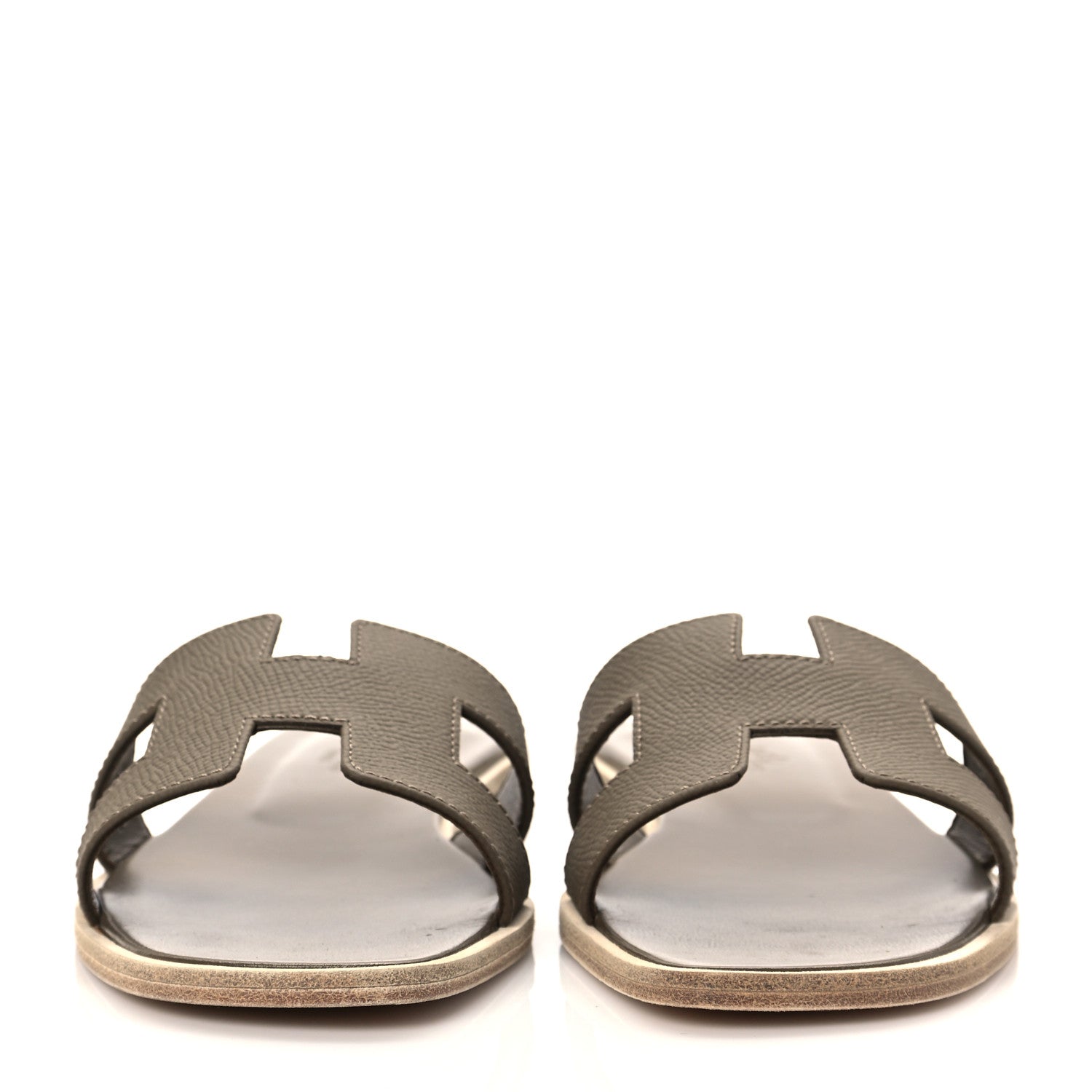 Hermes Epsom Oran Sandals 36.5 Etoupe 2 of 8