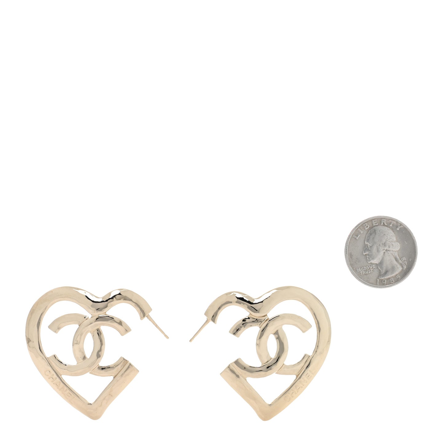 Metal CC Heart Coco In Love Hoop Earrings Gold