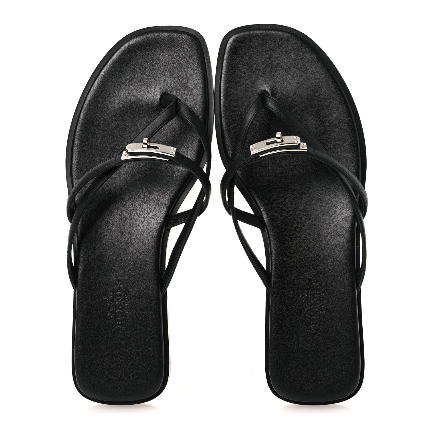Hermes Calfskin Miss Sandals 37 Black 2 of 11