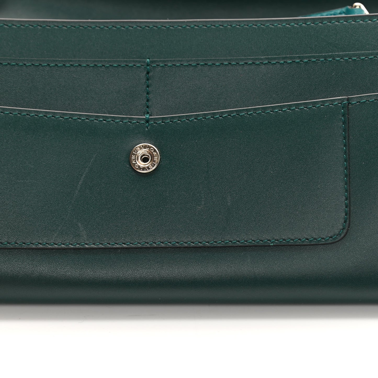 Calfskin Serpenti Forever Chain Wallet Green