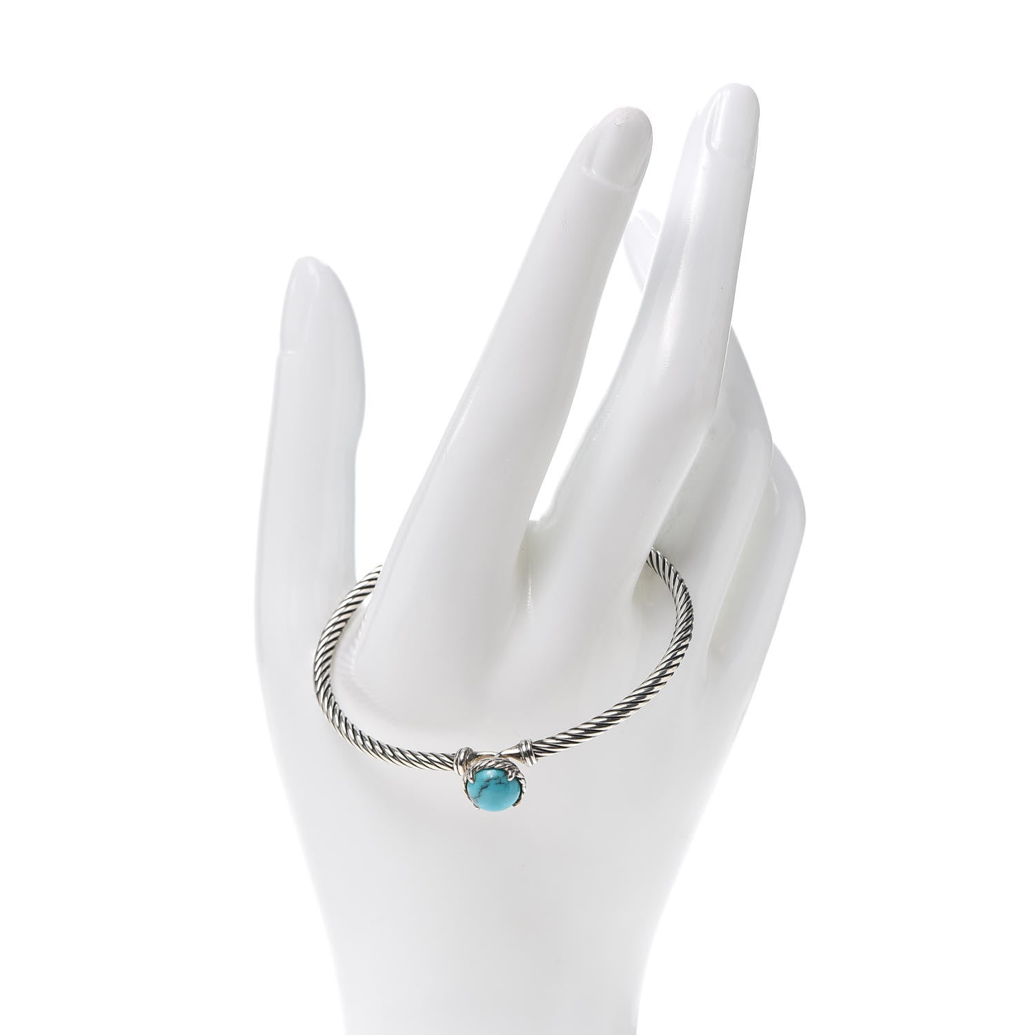 David Yurman Sterling Silver Turquoise 3mm Chatelaine Bracelet 2 of 4